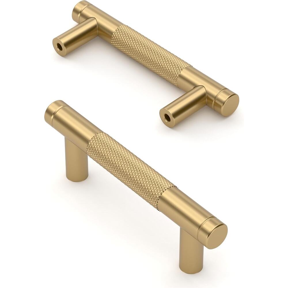 Asidrama 10 Pack 3 Inch(76mm) Champagne Bronze Cabinet Pulls Knurled Cabinet